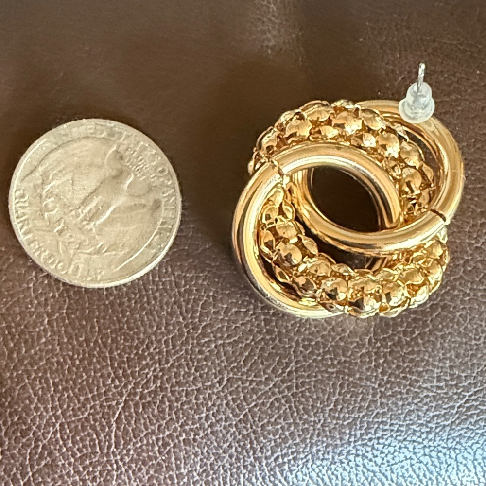 Gold Tone Knot Earrings - Picture 4 of 4